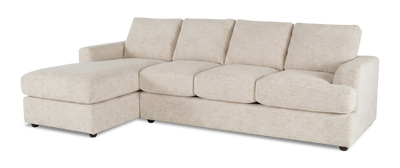 Made in Canada Customizable Sofa Lab Curve Fabric Left-Facing Sofabed Sectional - Chenille White | Sofa-lit sectionnel de gauche personnalisable Curve de Sofa Lab fabriqué au Canada en tissu - Chenille White