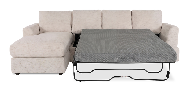 Made in Canada Customizable Sofa Lab Curve Fabric Left-Facing Sofabed Sectional - Chenille White
