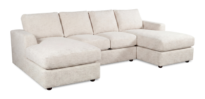 Made in Canada Customizable Sofa Lab Curve Fabric Double Chaise Sectional - Chenille White | Sofa sectionnel avec deux fauteuils longs personnalisable Curve de Sofa Lab fabriqué au Canada en tissu - Chenille White