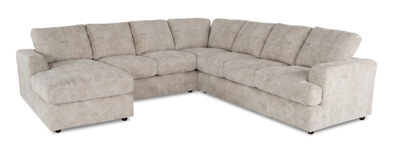 Made in Canada Customizable Sofa Lab Curve 4-Piece Left-Facing Sectional with Chaise - Plush Parchment