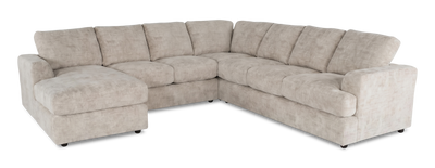 Made in Canada Customizable Sofa Lab Curve 4-Piece Left-Facing Sectional with Chaise - Plush Oyster | Sofa sectionnel de gauche 4 pièces avec fauteuil long personnalisable Curve de Sofa Lab fabriqué au Canada en tissu - Plush Oyster