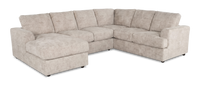 Made in Canada Customizable Sofa Lab Curve 3 Piece Left-Facing Fabric Sectional with Chaise – Plush Parchment