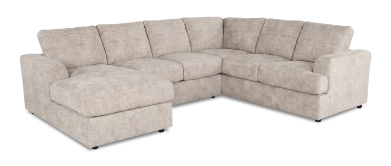 Made in Canada Customizable Sofa Lab Curve 3 Piece Left-Facing Fabric Sectional with Chaise – Plush Parchment
