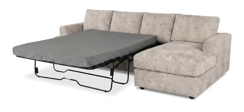 Made in Canada Customizable Sofa Lab Curve Fabric Right-Facing Sofabed Sectional - Plush Parchment