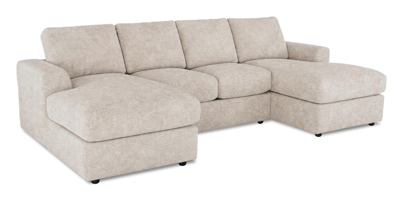 Made in Canada Customizable Sofa Lab Curve Fabric Double Chaise Sectional - Plush Parchment