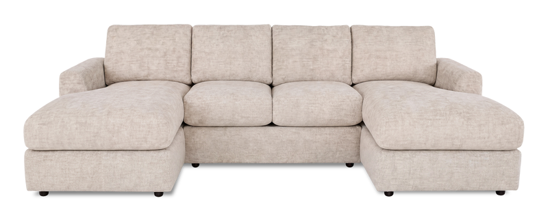 Made in Canada Customizable Sofa Lab Curve Fabric Double Chaise Sectional - Plush Parchment