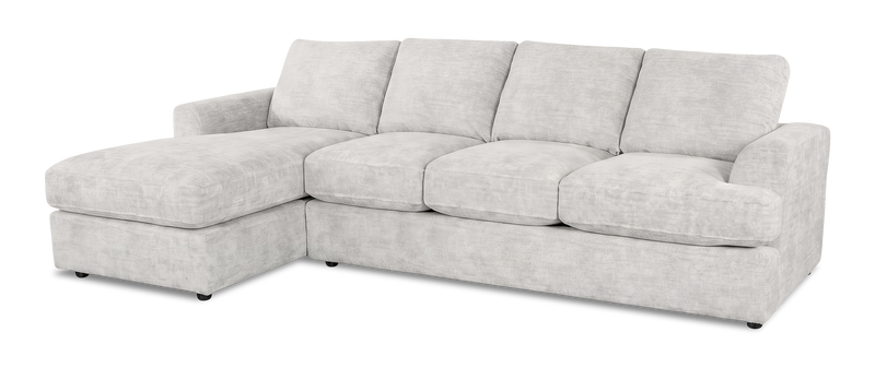 Made in Canada Customizable Sofa Lab Curve Fabric Left-Facing Sofabed Sectional - Plush Oyster