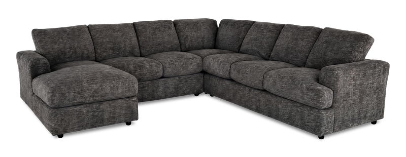 Made in Canada Customizable Sofa Lab Curve 4-Piece Left-Facing Sectional with Chaise - Plush Charcoal 