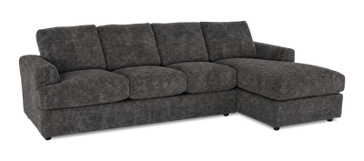Made in Canada Customizable Sofa Lab Curve Right-Facing Fabric Sofa Chaise  – Plush Charcoal | Sofa avec fauteuil long de droite personnalisable Curve de Sofa Lab fabriqué au Canada en tissu - Plush Charcoal