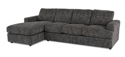 Made in Canada Customizable Sofa Lab Curve Left-Facing Fabric Sofa Chaise  – Plush Charcoal | Sofa avec fauteuil long de gauche personnalisable Curve de Sofa Lab fabriqué au Canada en tissu - Plush Charcoal