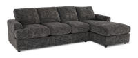 Made in Canada Customizable Sofa Lab Curve Fabric Right-Facing Sofabed Sectional - Plush Charcoal 