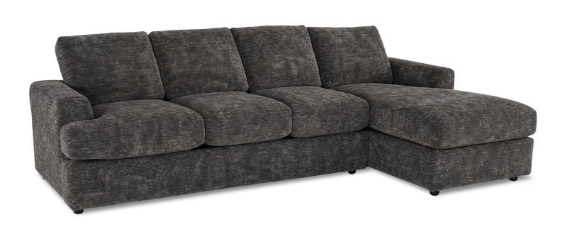 Made in Canada Customizable Sofa Lab Curve Fabric Right-Facing Sofabed Sectional - Plush Charcoal 