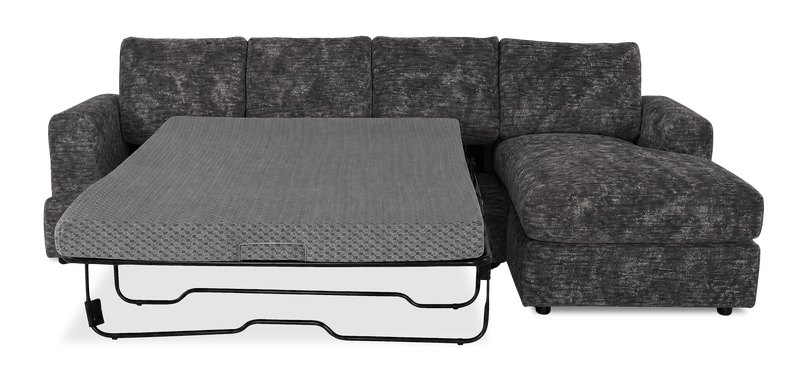 Made in Canada Customizable Sofa Lab Curve Fabric Right-Facing Sofabed Sectional - Plush Charcoal 