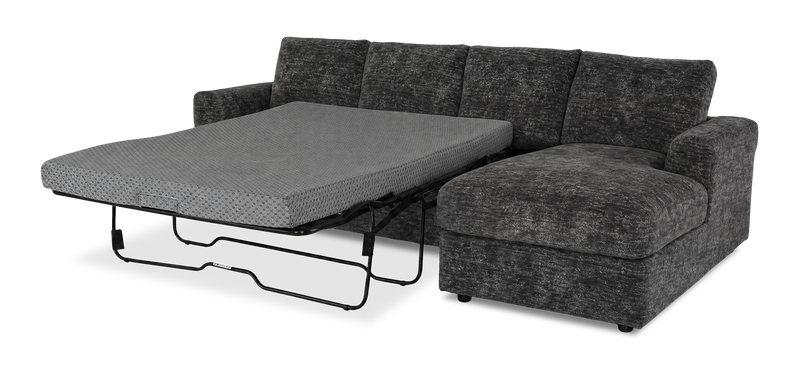 Made in Canada Customizable Sofa Lab Curve Fabric Right-Facing Sofabed Sectional - Plush Charcoal 