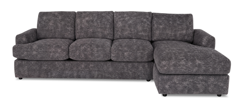 Made in Canada Customizable Sofa Lab Curve Fabric Right-Facing Sofabed Sectional - Plush Charcoal 