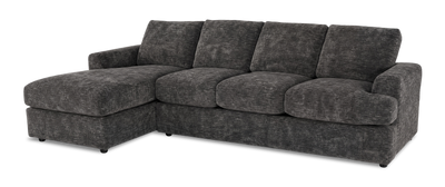 Made in Canada Customizable Sofa Lab Curve Fabric Left-Facing Sofabed Sectional - Plush Charcoal | Sofa-lit sectionnel de gauche personnalisable Curve de Sofa Lab fabriqué au Canada en tissu - Plush Charcoal