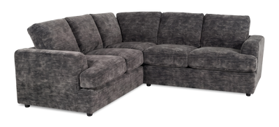 Made in Canada Customizable Sofa Lab Curve 2-Piece Fabric Sectional - Plush Charcoal | Sofa sectionnel 2 pièces personnalisable Curve de Sofa Lab fabriqué au Canada en tissu - Plush Charcoal