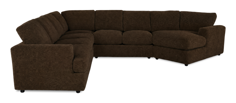 Made in Canada Customizable Sofa Lab Curve 4-Piece Right-Facing Sectional with Cuddler - Plush Chocolate