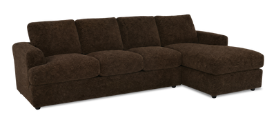 Made in Canada Customizable Sofa Lab Curve Right-Facing Fabric Sofa Chaise  – Plush Chocolate | Sofa avec fauteuil long de droite personnalisable Curve de Sofa Lab fabriqué au Canada en tissu - Plush Chocolate