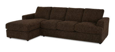 Made in Canada Customizable Sofa Lab Curve Left-Facing Fabric Sofa Chaise  – Plush Chocolate | Sofa avec fauteuil long de gauche personnalisable Curve de Sofa Lab fabriqué au Canada en tissu - Plush Chocolate