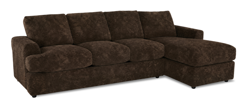 Made in Canada Customizable Sofa Lab Curve Fabric Right-Facing Sofabed Sectional - Plush Chocolate