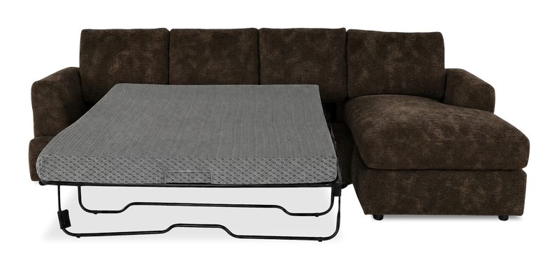 Made in Canada Customizable Sofa Lab Curve Fabric Right-Facing Sofabed Sectional - Plush Chocolate