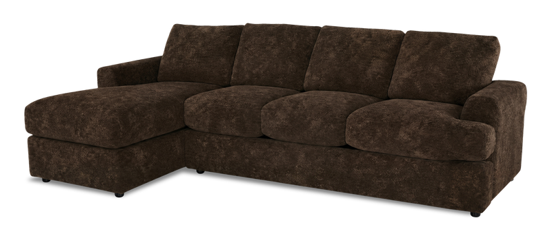 Made in Canada Customizable Sofa Lab Curve Fabric Left-Facing Sofabed Sectional - Plush Chocolate