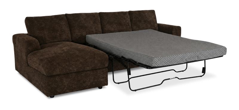 Made in Canada Customizable Sofa Lab Curve Fabric Left-Facing Sofabed Sectional - Plush Chocolate