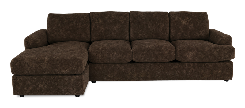 Made in Canada Customizable Sofa Lab Curve Fabric Left-Facing Sofabed Sectional - Plush Chocolate
