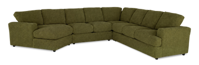 Made in Canada Customizable Sofa Lab Curve 4-Piece Left-Facing Sectional with Cuddler - Chenille Moss | Sofa sectionnel de gauche 4 pièces avec fauteuil enveloppant personnalisable Curve de Sofa Lab fabriqué au Canada en tissu - Chenille Moss