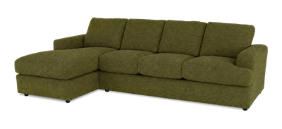 Made in Canada Customizable Sofa Lab Curve Left-Facing Fabric Sofa Chaise  – Chenille Moss | Sofa avec fauteuil long de gauche personnalisable Curve de Sofa Lab fabriqué au Canada en tissu - Chenille Moss