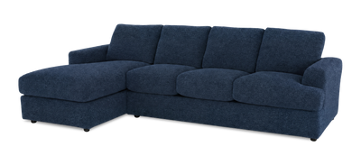Made in Canada Customizable Sofa Lab Curve Left-Facing Fabric Sofa Chaise  – Chenille Pacific | Sofa avec fauteuil long de gauche personnalisable Curve de Sofa Lab fabriqué au Canada en tissu - Chenille Pacific