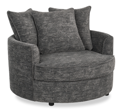 Made in Canada Sofa Lab Customizable Cuddler 48" Fabric Accent Chair – Plush Charcoal  | Fauteuil d’appoint enveloppant personnalisable Plush Cuddler de Sofa Lab de 48 po fabriqué au Canada en tissu - Plush Charcoal