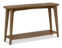 Deco 48” Modern Oval Sofa Table with Shelf - Walnut