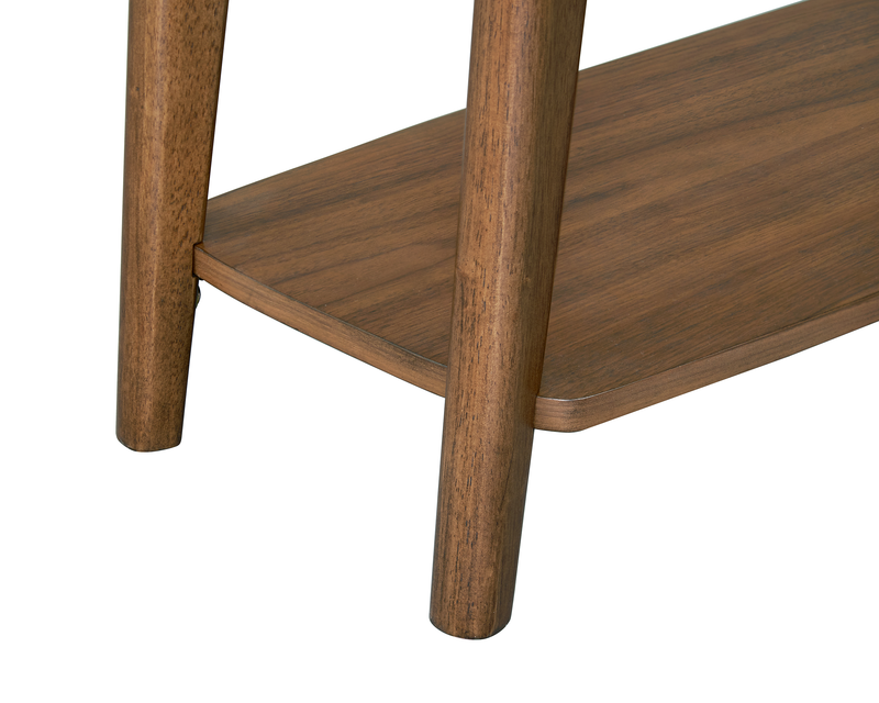 Deco 48” Modern Oval Sofa Table with Shelf - Walnut