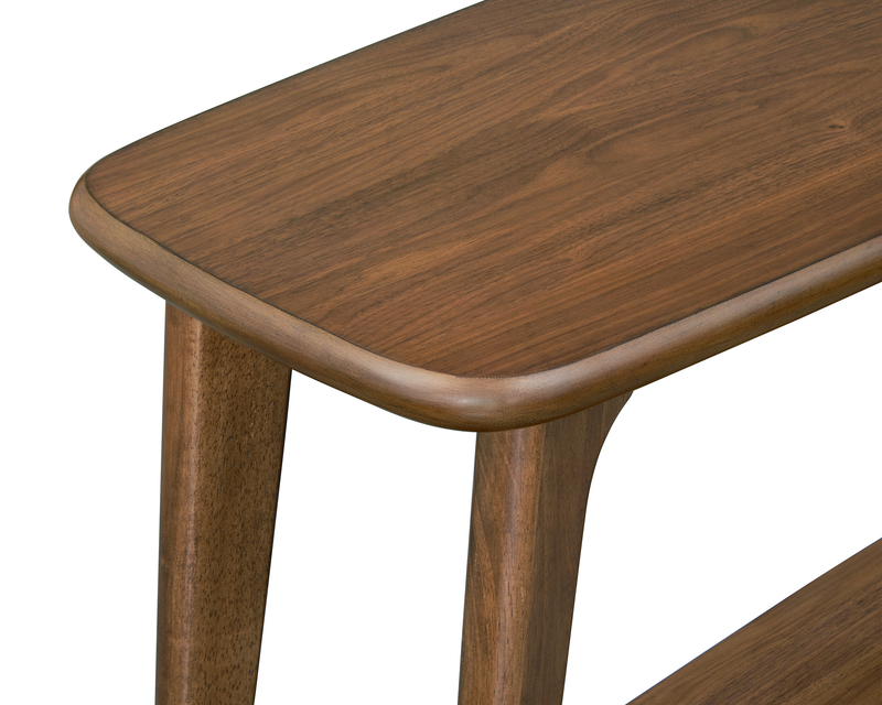 Deco 48” Modern Oval Sofa Table with Shelf - Walnut