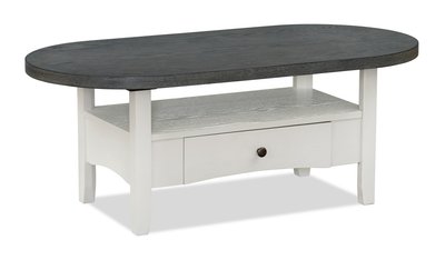 Dena 47” Modern Oval Coffee Table – Dove Grey | Table à café ovale moderne Dena de 47 po - gris tourterelle