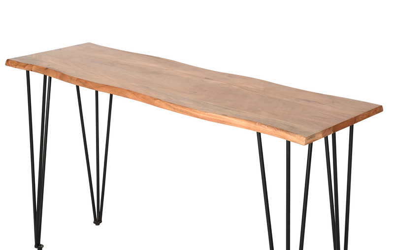 Dillion 45” Industrial Sofa Table with Iron Hairpin Legs – Natural Acacia
