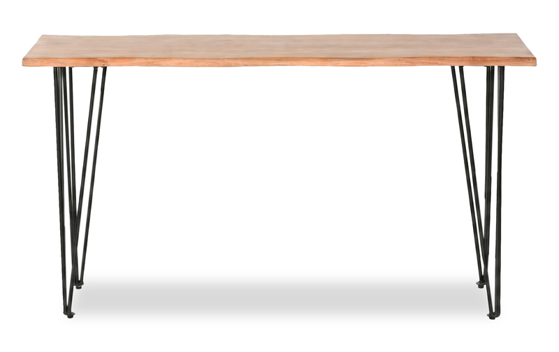 Dillion 45” Industrial Sofa Table with Iron Hairpin Legs – Natural Acacia