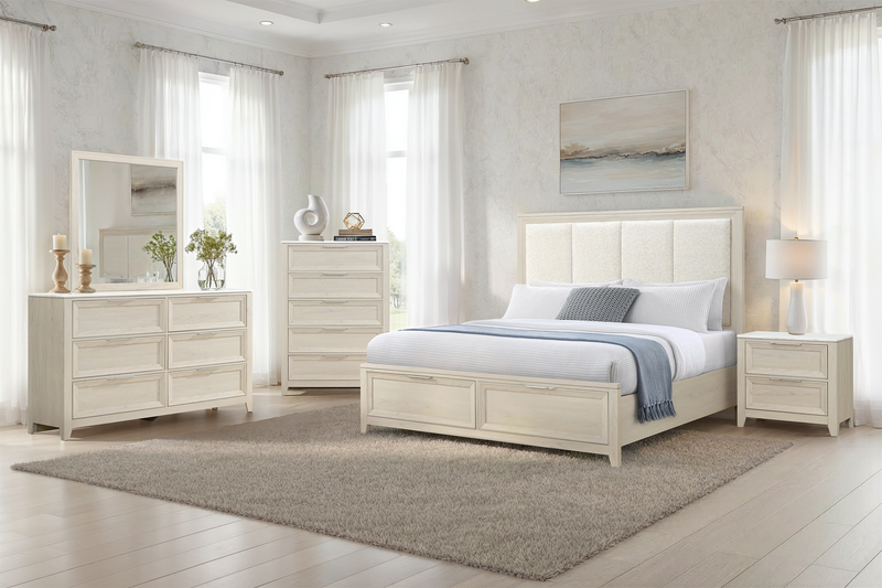 Elana Bedside 2-Drawer Nightstand with Real Marble Top - Beige