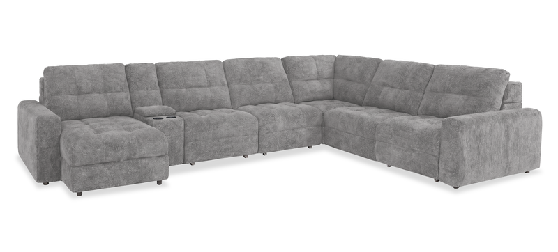 Scott Living Elevate Modular 7-Piece Left-Facing Chenille Fabric Power Sliding Sectional with Storage - Grey
