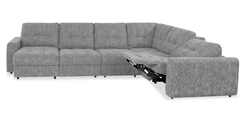 Scott Living Elevate Modular 6-Piece Left-Facing Chenille Fabric Power Reclining and Sliding Sectional - Grey
