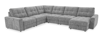 Scott Living Elevate Modular 6-Piece Right-Facing Chenille Fabric Power Reclining and Sliding Sectional - Grey | Sofa sectionnel modulaire à coulissement et inclinaison électriques de droite Elevate de Scott Living 6 pièces en tissu de chenille - gris