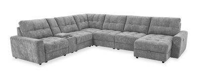 Scott Living Elevate Modular 7-Piece Right-Facing Chenille Fabric Power Reclining and Sliding Sectional - Grey | Sofa sectionnel modulaire à coulissement et inclinaison électriques de droite Elevate de Scott Living 7 pièces en tissu de chenille - gris
