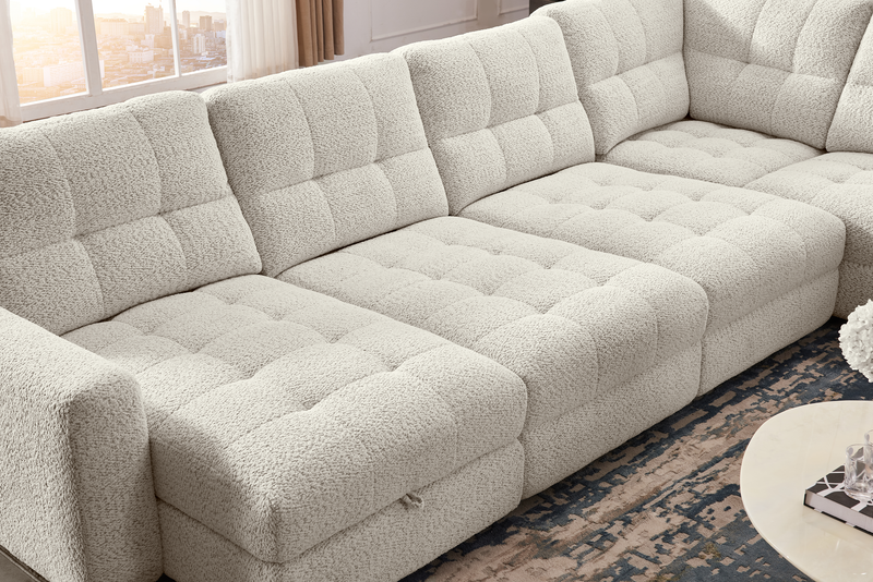 Scott Living Elevate Modular 7-Piece Left-Facing Chenille Fabric Power Reclining and Sliding Sectional - Taupe