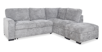 Emerie 3-Piece Right-Facing Chenille Sleeper Sectional with Storage Ottoman – Grey