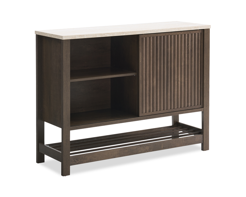 Essex 47.25” 3-Shelf Accent Cabinet with Sliding Door – Walnut Oak