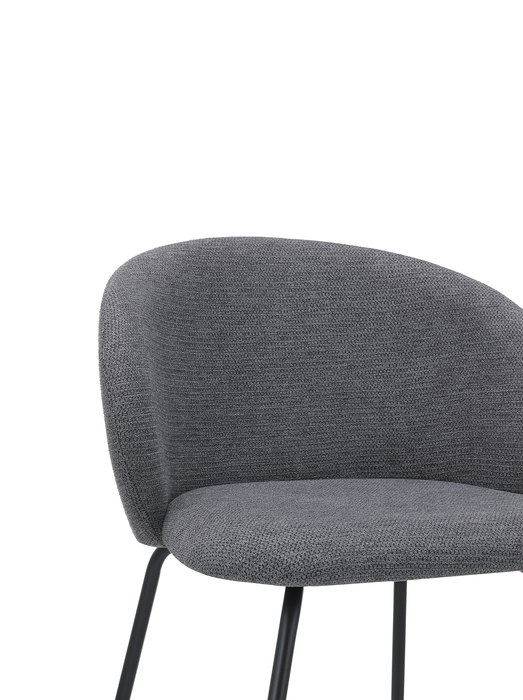 Evita Dining Chair with Cushion Fabric Seat & Back, Metal – Grey