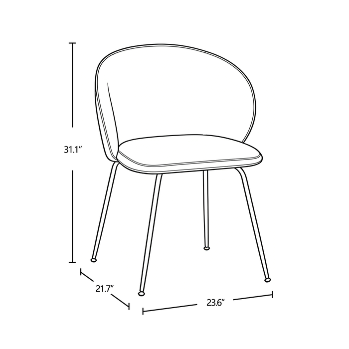 Evita Dining Chair with Cushion Fabric Seat & Back, Metal – Grey