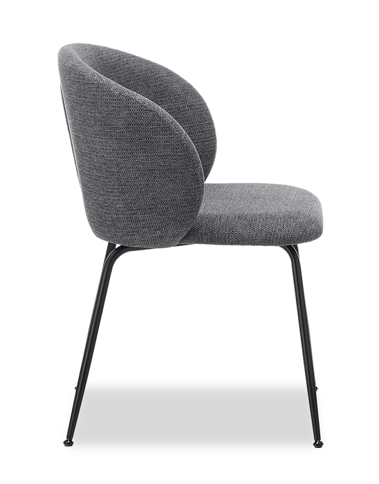 Evita Dining Chair with Cushion Fabric Seat & Back, Metal – Grey